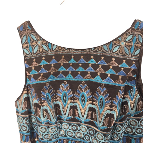 White House Black Market Sleeveless Embroidered Dress Oasis Sz 0 - Picture 4 of 11